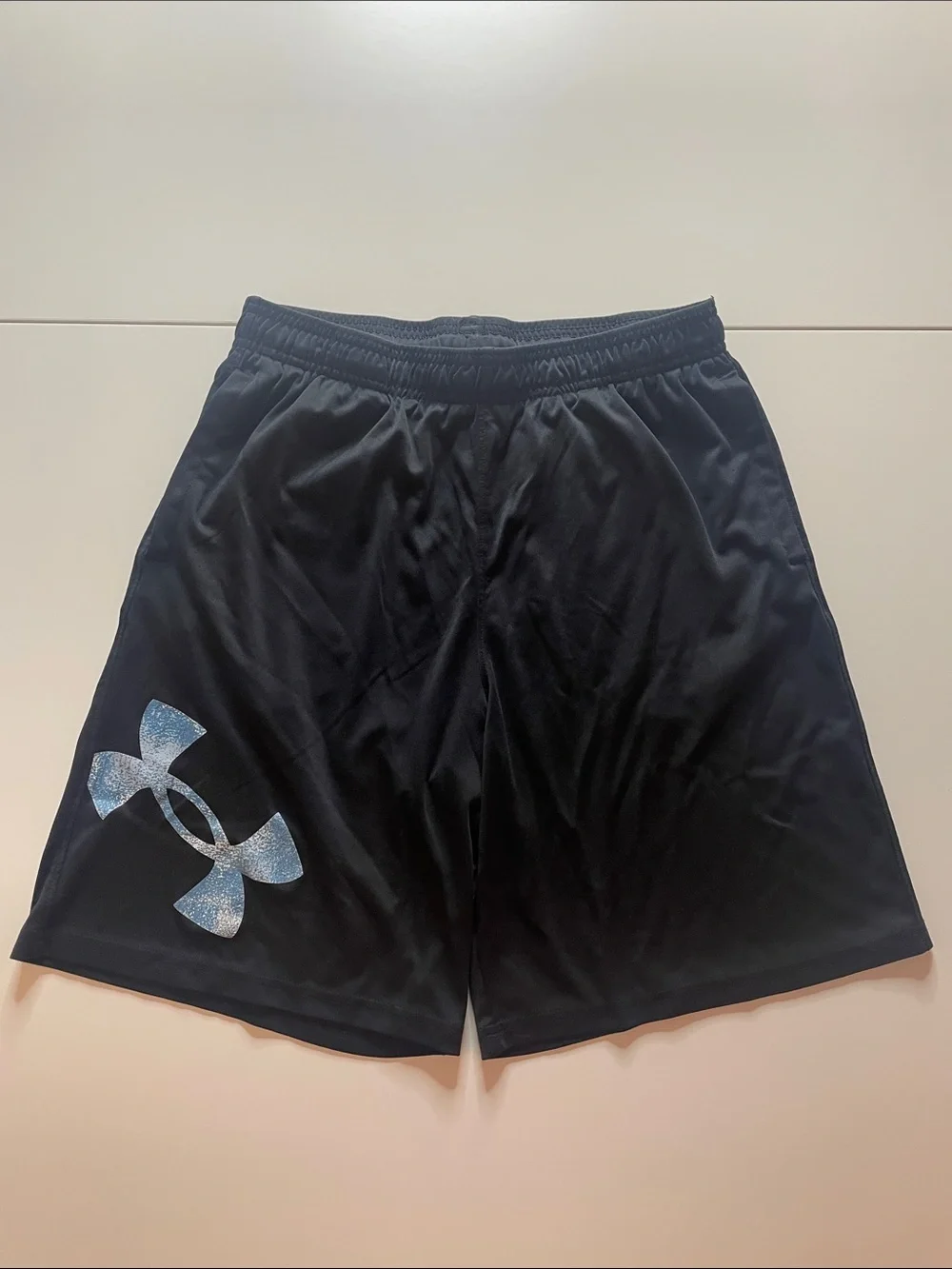 Under Armour Black Boys' Athletic Shorts with Light Blue Logo